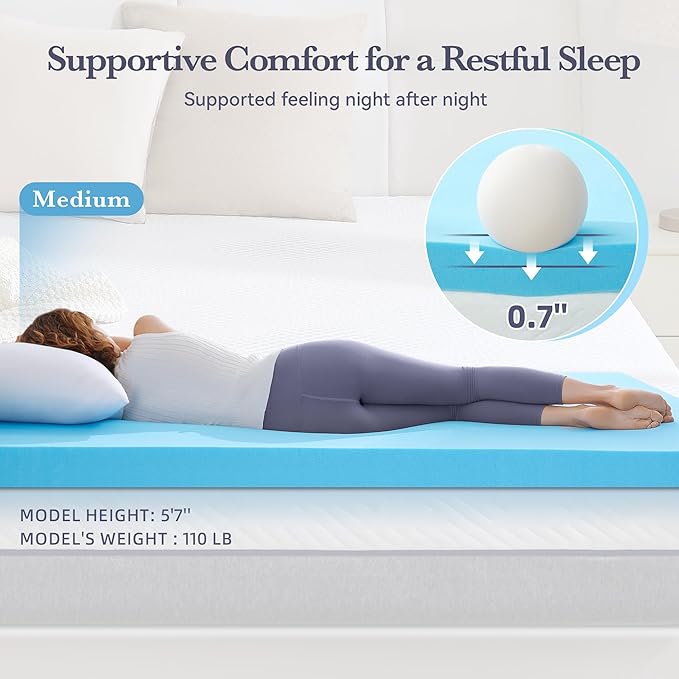 SINWEEK 3 Inch Gel Memory Foam Mattress Topper King Size, Bamboo Mattress Pad for Body Pressure Relief, Cooling Bed Topper with Breathable Soft Cover, CertiPUR-US Certified