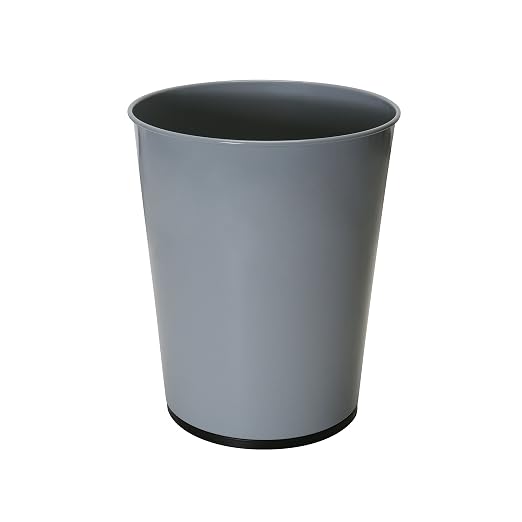 Bath Bliss 5 Liter Small Wastebasket | Round Open Top | Trash Can | Bathroom | Bedroom | Kitchen | Office | Dorm | Disposal Waste Bin | Garbage | Grey by BathBliss