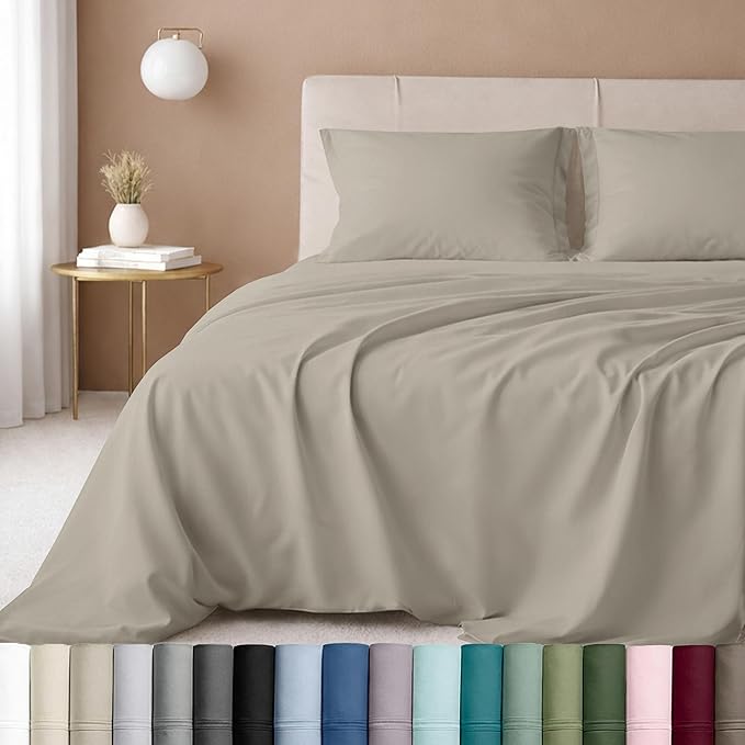 California Design Den Twin XL Sheets Set - Luxury 600 Thread Count Sateen, Natural 100% Cotton Bed Sheets Twin XL, Fully Elasticized Deep Pockets, Cool and Durable Bedding for Dorm Room - Soft Linen