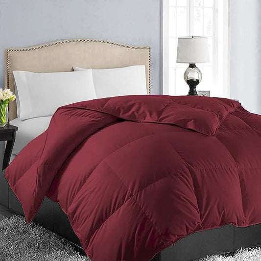 EASELAND Twin Size Down Alternative Comforter - Quilted Duvet Insert for All Seasons, Soft Lightweight with Corner Tabs, Summer Winter Warm Bedding, Burgundy 64×88 Inches
