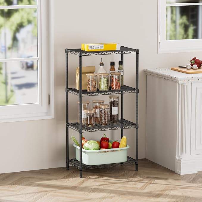 SINGAYE 4 Tier Storage Rack Wire Shelving Unit Shelves Metal for Pantry Closet Shelve Organization Kitchen Laundryroom 800Lbs Capacity 24" D x 14" W x 48" H Black - Image 2