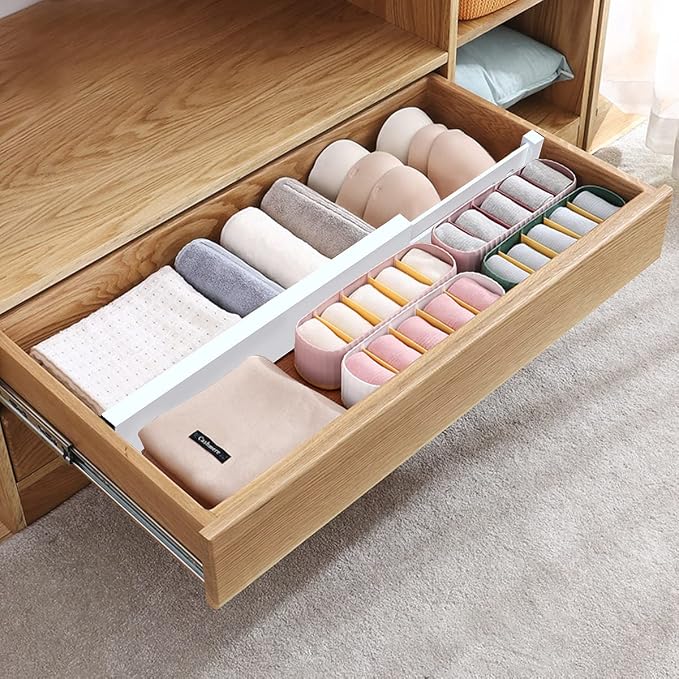 ANTOWIN Bamboo Drawer Dividers Organizers, Expandable Drawer Separators Splitter,17-22 inches Long Adjustable Spring-loaded Organizer for Large Utensil, Clothes, Tools Drawers (White) - Image 3