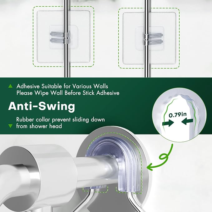 Sewulidon Stainless Steel Shower Caddy Hanging for Handheld Shower Heads,Rustproof Hose Shower Organizer Adjustable Length Shower Rack with 24 Hooks,Razor Holder,Soap Holder - Image 4