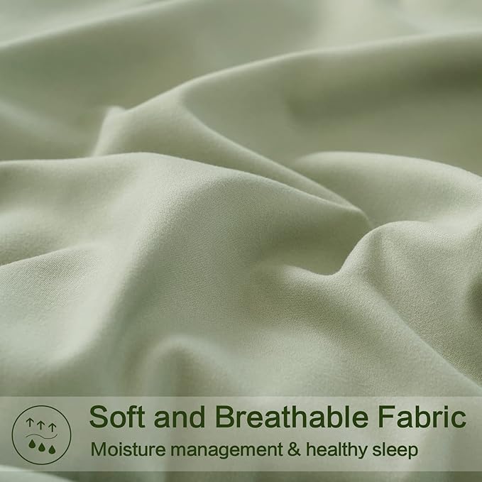 EASELAND Oversized Queen Down Alternative Comforter - Quilted Duvet Insert for All Seasons, Soft Lightweight with Corner Tabs, Summer Winter Warm Bedding, Sage Green 98×98 Inches