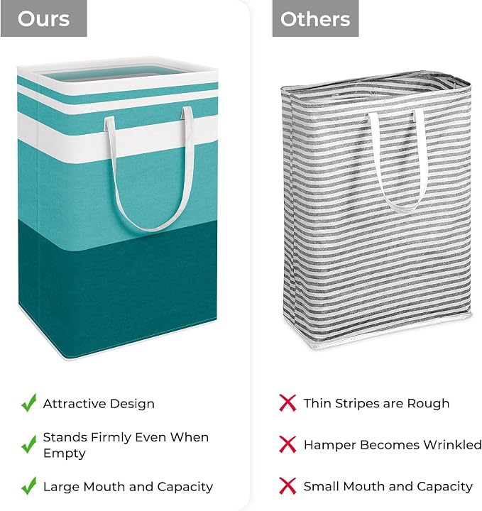 HomeHacks 2-Pack Large Laundry Basket, Waterproof, Freestanding Laundry Hamper, Collapsible Tall Clothes Hamper with Extended Handles for Clothes Toys in the Dorm and Family (Green, 88L) - Image 3