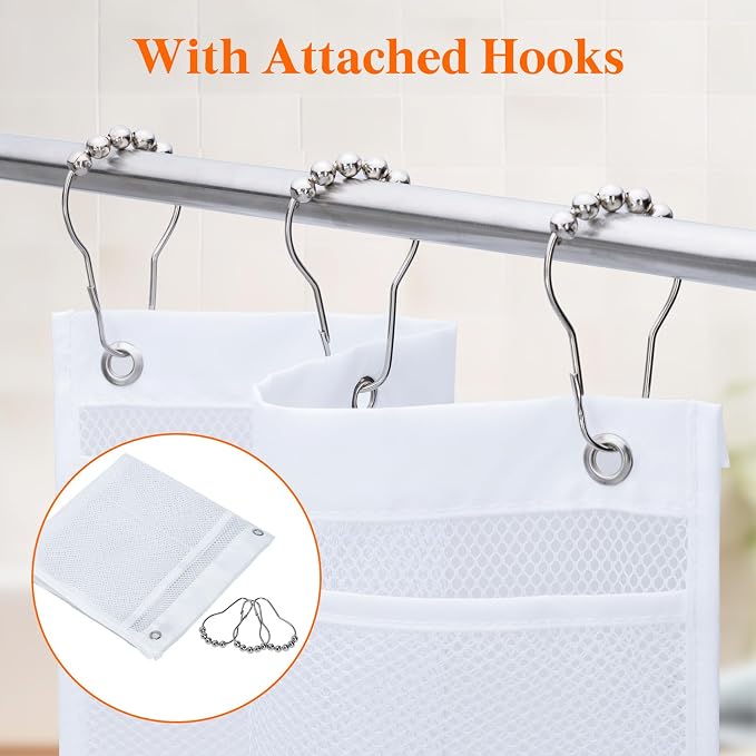 Lifewit Cruise Essentials Shower Caddy Must-Have, 7 Pockets Hanging Bathroom Organizer with Quick-Dry Mesh, Portable Shower Bag to Storage Soap, Shampoo, for RVing, Travel, Camping, White, 1 Pack - Image 4