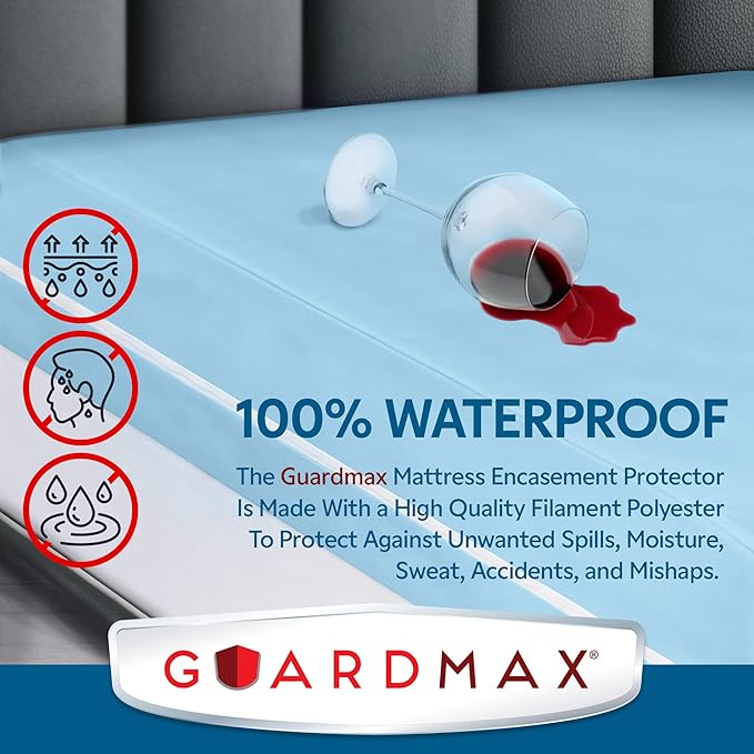 Guardmax Jersey Knitted Full XL Zippered Mattress Encasement - Waterproof & Bed Bug Proof Mattress Protector - Comfortable, Soft, and Noiseless Zippered Bedding - Dust Mite Proof (54 x 80 x 12)
