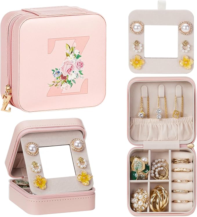 Enthralite Travel Jewelry Box for Girls: Traveling Jewelry Case Gift for Women - Mini Organizer for Necklaces Earrings Pink Z by Enthralite
