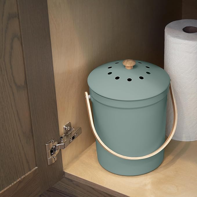 Beautiful Kitchen Compost Bin with Smell Proof Lid - Rust Proof and Odorless Compost Bucket for Your Countertop with No Smell Filters - Easy to Clean 1.1 Gallon Bin Looks Great On Any Kitchen Counter - Image 8