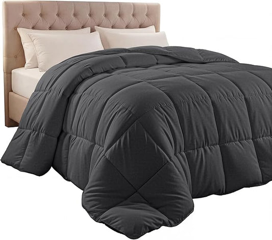 Utopia Bedding Twin Comforter Duvet Insert, Quilted Grey Comforter with Corner Tabs, Box Stitched Down Alternative Comforters Twin Size 64 x 88 inches