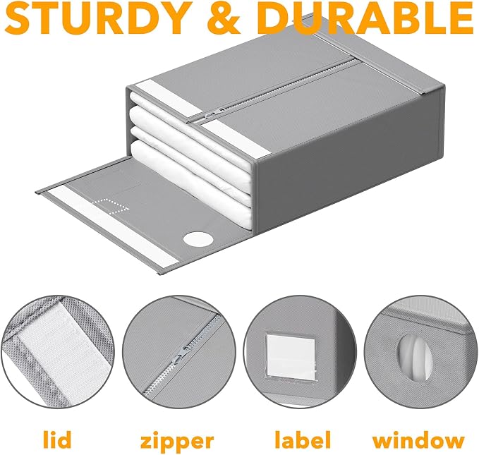 SpaceAid 9 Pack Bed Sheet Organizers and Storage, Foldable Sheet Organizer with Window for Linen Closet, Set Folder Keeper for Queen & King Size Bedding Storage (Gray) - Image 6