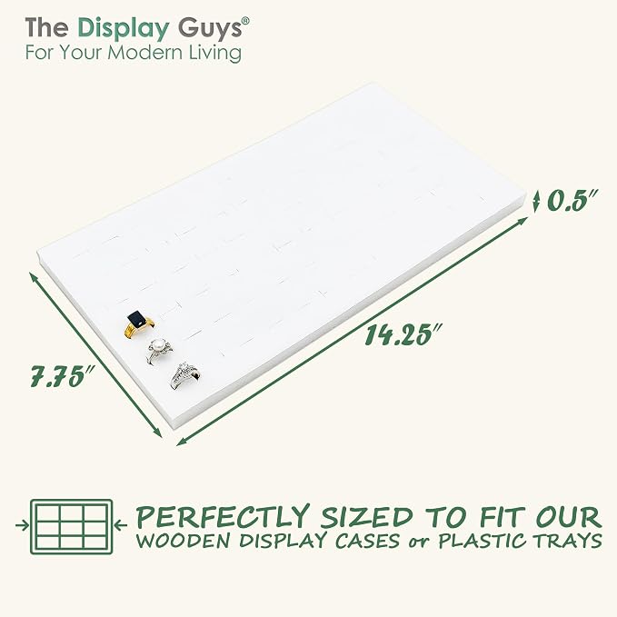 TheDisplayGuys For Your Modern Living 2-Pack 72-Ring Holders Leatherette Foam Padding Jewelry Inserts - Tray/Case Liners - Retail Display, Storage (White) by The Display Guys - Image 2