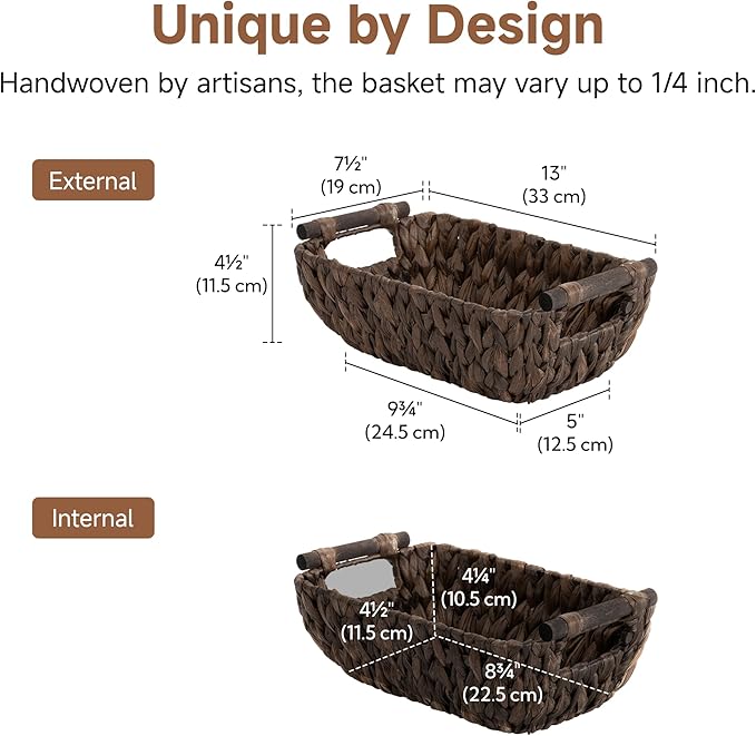 Storageworks Small Wicker Basket, Organizer Baskets for Shelves, Wicker Baskets for Storage, Decorative Storage Toilet Paper Basket, Vintage Home Decor, Water Hyacinth - Image 2