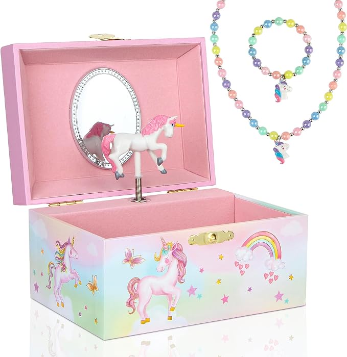 Musical Jewelry Box for Girls- Glitter Storage Box and Jewelry Set- Gifts for Girls, The Unicorn Song - by The Irish Rovers, Unicorn Toys by Taduoduo