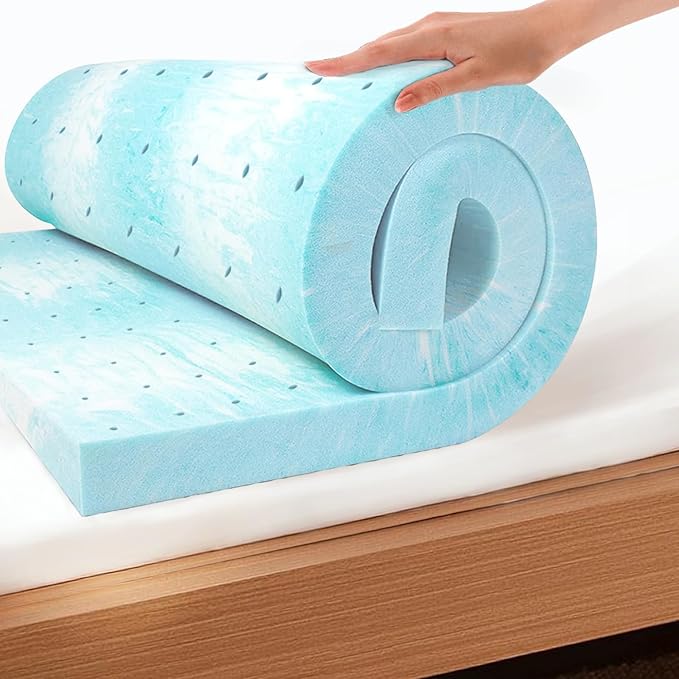 EGO Topper 3 Inch Cal King Memory Foam Mattress Topper, Cooling Gel Foam Mattress Topper for Pressure Relief, Ventilated Design Bed Topper in a Box, CertiPUR-US Certified, Medium