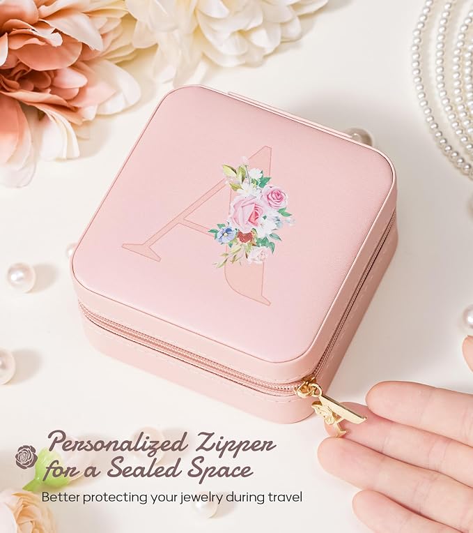 Enthralite Travel Jewelry Box for Girls: Traveling Jewelry Case Gift for Women - Mini Organizer for Necklaces Earrings Pink A - Image 5
