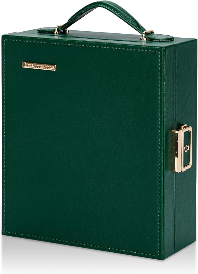 Enthralite Large Travel Jewelry Case: Portable Necklace Box with Mirror - PU Leather & Velvet Lined Jewelry Organizer for Ring Earring Bangle Bracelets Watch - Birthday Gift for Her - Image 2