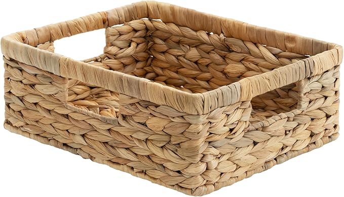 StorageWorks Pantry Baskets, Wicker Storage Baskets for Organizing, Shelves, Pantry Organizers and Storage, Water Hyacinth, 13"L x 10¼"W x 4 ¾"H by StorageWorks
