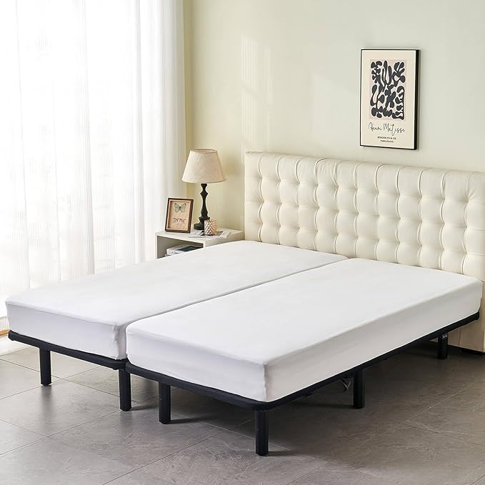 Kingnex Waterproof Split King Mattress Protector for Adjustable Beds Soft Cooling Bamboo Viscose Jersey Fitted Matress Cover