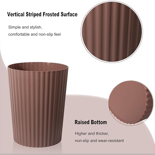 JiatuA Small Trash Can Plastic Wastebasket Round Garbage Container Bin for Bathroom, Kitchen, Bedroom, Home Office, College Dorm, Brown - Image 3