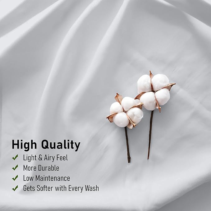 RUVANTI 100% Cotton Sheets – Queen Size Percale Bedding, Cooling & Breathable, Durable with a Crisp, Soft & Comfortable Feel, 16" Deep Pocket, 4-Piece Set, Quiet Gray
