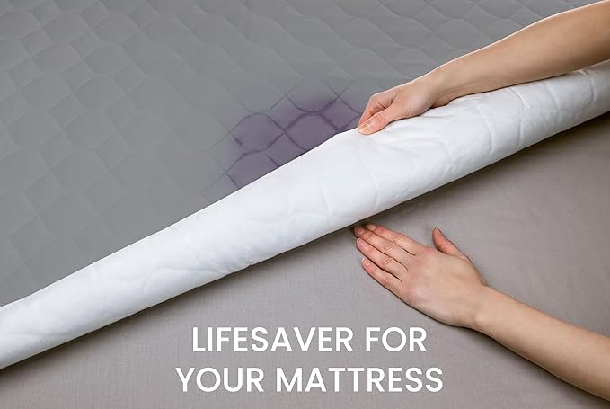 Lynmark® 2X Toddler Potty Training Bed Pads - Soft Waterproof Bedwetting Pee Protector Mat for Kids - Multi-Layer Non-Slip Washable Incontinence Mattress Sheet Absorbs Up to 2000ml - 33" x 27", Grey
