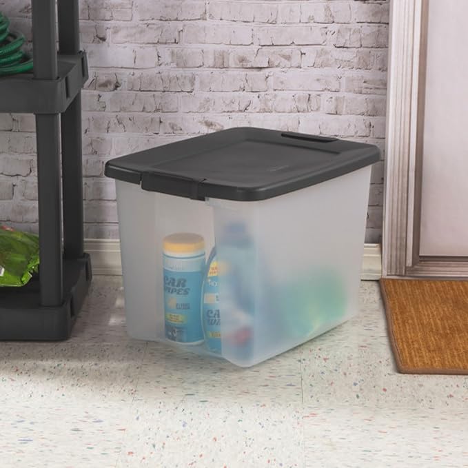 Sterilite 6-Pack ShelfTote, Clear Plastic Storage Bins with Lids, 50 Quart, Gray - Stackable Organizing Container Boxes for Closet, Bathroom, and Office - Image 2