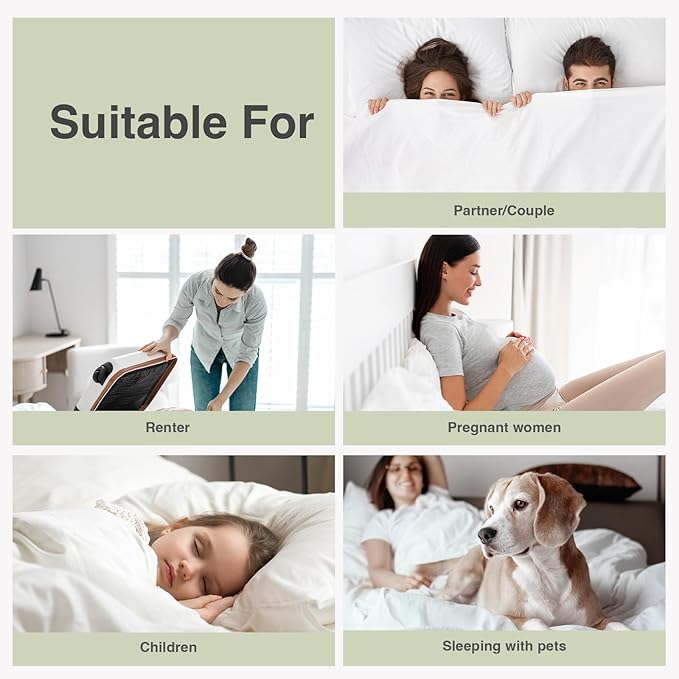 Novilla Queen Mattress Topper, Extra Thick Pillow Top - Overfilled Hotel Luxury Mattress Pad Cover for Back Pain Relief, Breathable Fluffy Down Alternative Fill, 8-21” Deep Pocket, Green-White