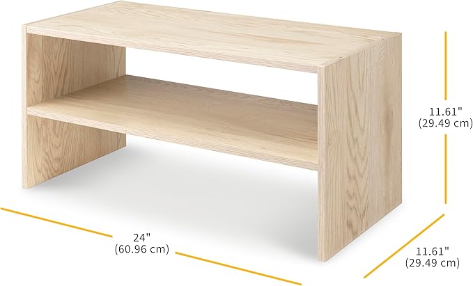 Whitmor Wood Stackable 2-Shelf Shoe Rack, White Oak, 24 inches - Image 3