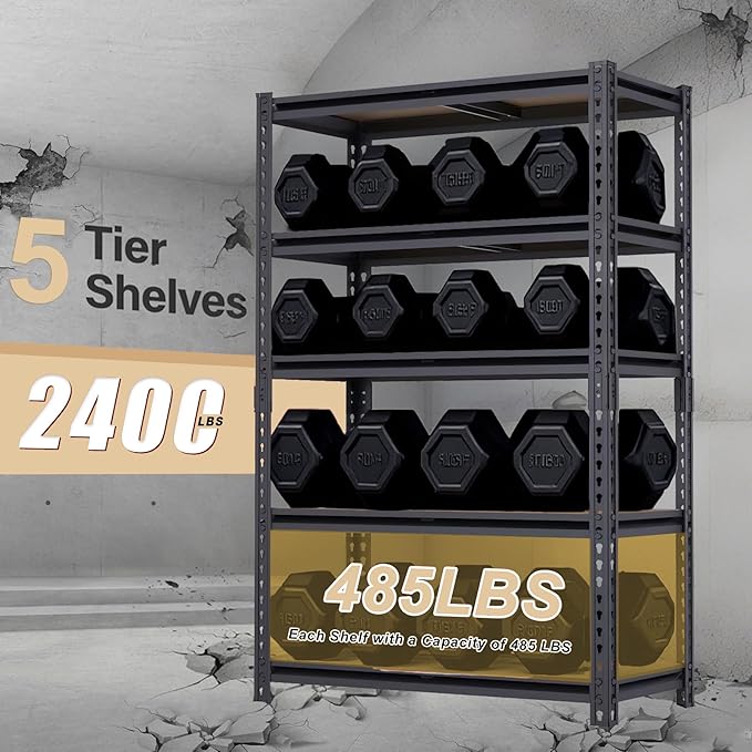 Garage Storage Shelves 72'',Ajustable Garage Shelving Units, Storage Shelves Heavy Duty, Metal Shelving for Basement, Warehouse, Workshop, Pantry, Closet, 2400 LBS, 16" D x 35.5" W x 72" H - Image 4