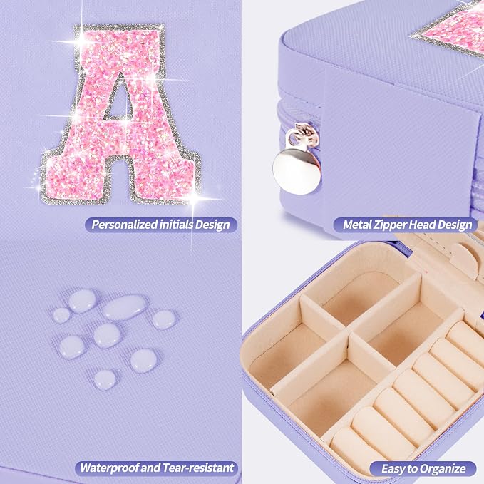 Uygafly Christmas Gifts for Teens Girls - Gifts for Teen Girl Trendy Stuff,Birthday Gifts for 5 6 7 8 9 10 11 12 13 14 15 Year Old Girls,Cute Travel Jewelry Case Small Box | Lavender,A - Image 4