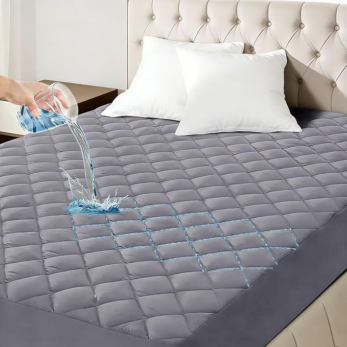 Shatex Queen Size Mattress Pad - Breathable Quilted Mattress Topper Protector with 8-16 Inches Deep Pocket, Machine Washable (60x80inch,Grey)