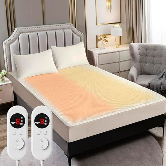 Heated Mattress Pad King Size – Electric Bed Pad with Dual Zone Control, Heated Mattress Cover, Thick Underblanket Sheet, Bed Warmer (10 Ivory, 78" x 80")