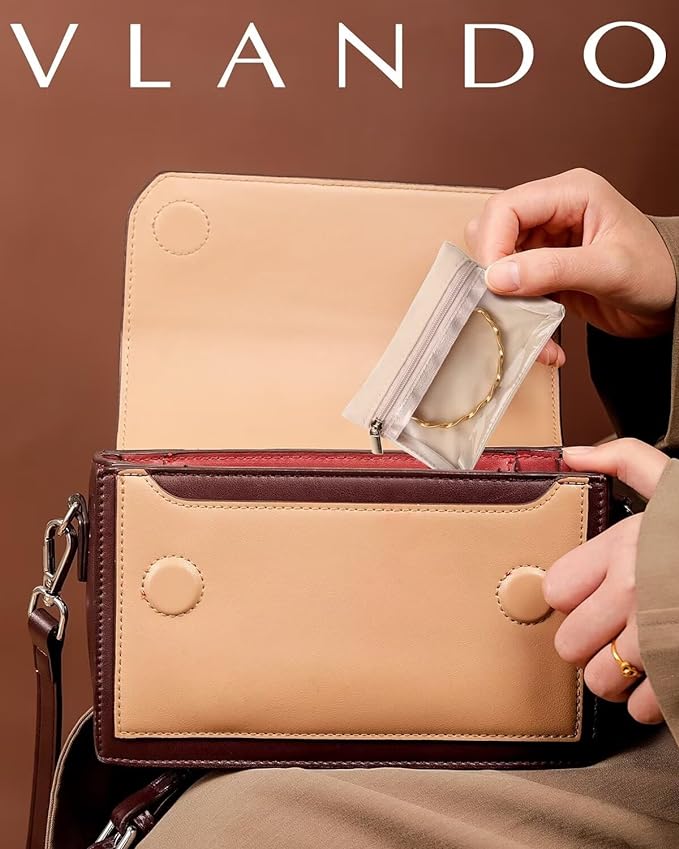 VLANDO Jewelry Travel Case,Travel Jewelry Organizer with Clear Velvet Jewelry Bags Zipper Pouch for Women Girl Gift 20Pcs - Image 2