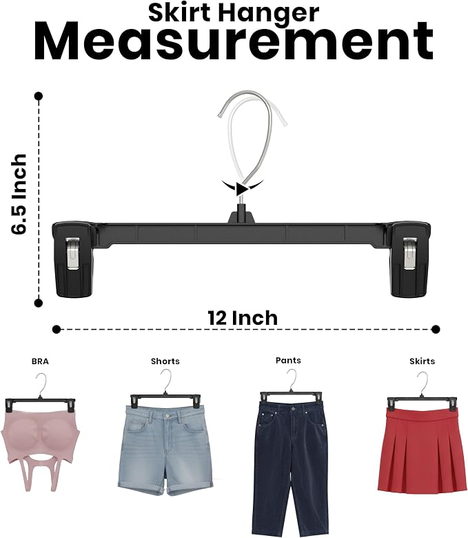 Utopia Home Skirt Hangers - 30 Pack Plastic Hangers with Clips and 360 Swivel Hook for Closet Use and Hanging Bottoms Such as Skirts Pants Jeans - Image 2