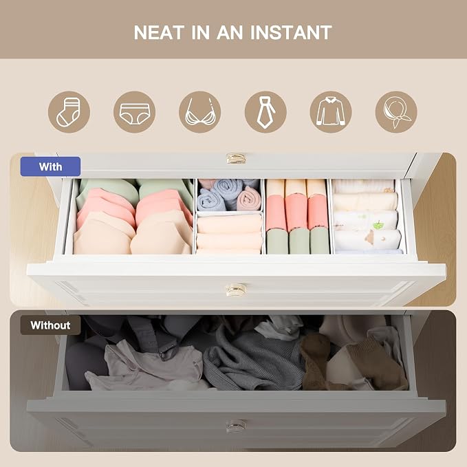 Criusia Drawer Organizer Clothes, 10 Pack Dresser Organizer for Baby Clothes, Underwear, Sock- Foldable Closet Organization and Storage Dividers Bins for Nursery, Bedroom (White) - Image 3
