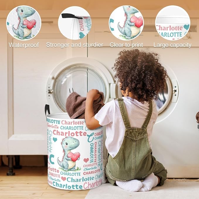 Custom Name Laundry Hamper, Personalized Laundry Basket with Name for Baby Boys Girls, Customized Collapsible Dirty Clothes Hamper Storage with Handles for Bedroom Bathroom Dorm Room Decor - Image 4