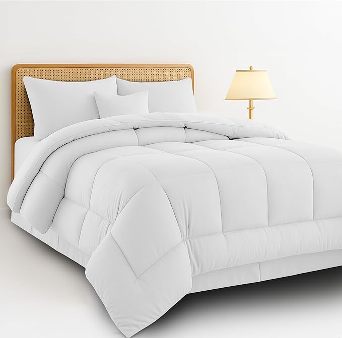 LUX Décor 5 Piece Microfiber Queen Comforter Set, All-in-One Bed in a Bag, Plush Bedding Set Hotel Quality - Oeko-Tex Certified (Queen, Navy)