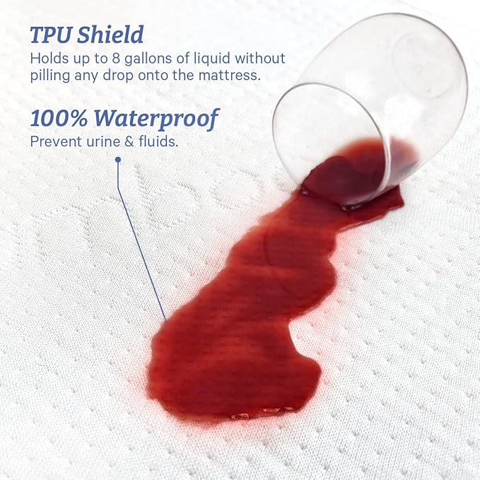Twin Size Waterproof Mattress Protector - Cooling, Hypoallergenic, Breathable, Washable, Noiseless, 100% Viscose Bamboo