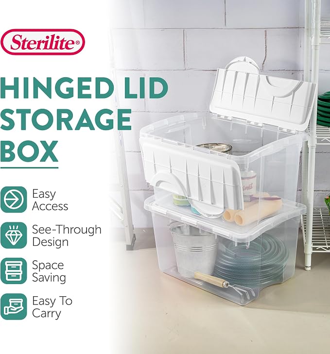 Sterilite 6-Pack Stackable Storage Bin with Lid, Clear Plastic Design, 48 Quart - Image 3