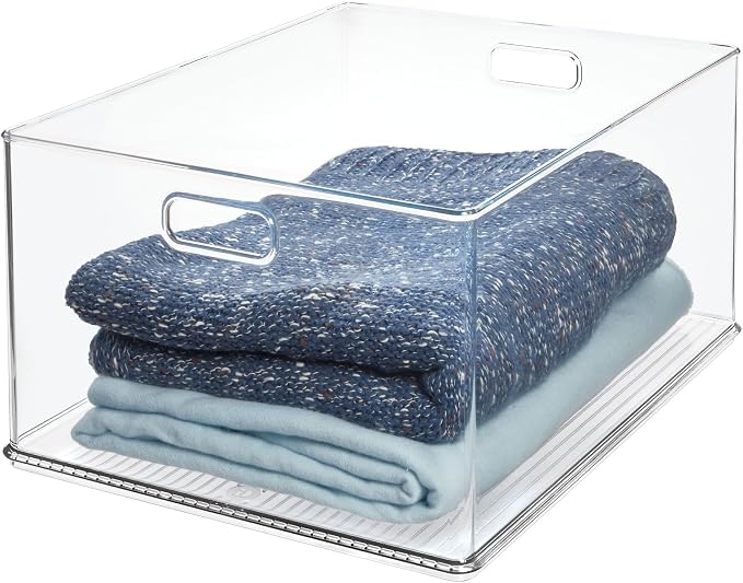 iDesign Recycled Plastic Stackable Storage Bin with Handles - Clear by iDesign