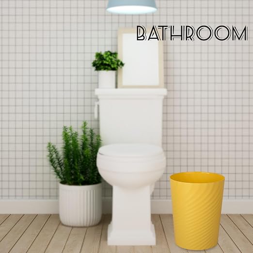 UUJOLY Plastic Small Trash Can Wastebasket, Garbage Container Basket for Bathrooms, Laundry Room, Kitchens, Offices, Kids Rooms, Dorms, (Yellow, 1.8 Gallon) - Image 2