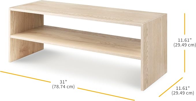 Whitmor Wood Stackable 2-Shelf Shoe Rack, White Oak, 31 inches - Image 2