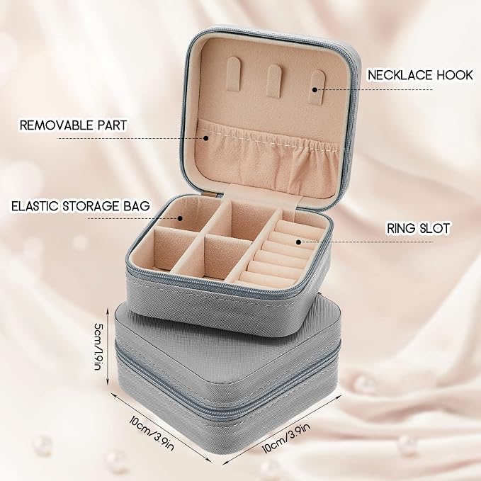 Taiyin Travel Jewelry Case, Bridesmaid Gifts Mini Jewelry Organizer, PU Leather Portable Earring Box for Women Girls - Image 2