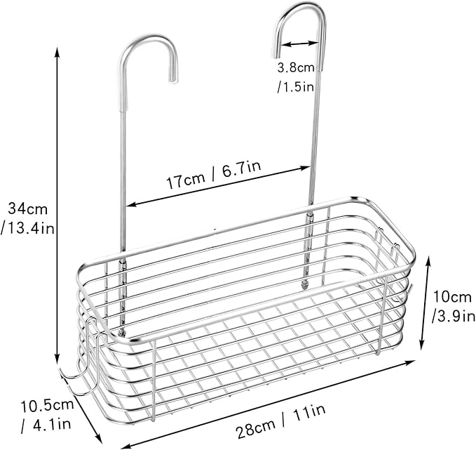 YQh hanging shower rack, bathroom storage rack, shampoo bracket, the back hook can be rotated, and can be hung on the faucet or Claw foot bathtubcross bar, 304 stainless steel rust proof and durable - Image 6