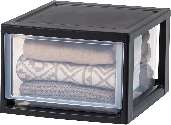 IRIS USA 14.5 Qt. Plastic Drawer Storage Organizer Stacking Drawers, 3-Pack, Stackable Unit with Sliding Drawer for Clothes Bedroom Kitchen Under Sink Pantry Craft Room Bathroom Dorm Office, Black - Image 5