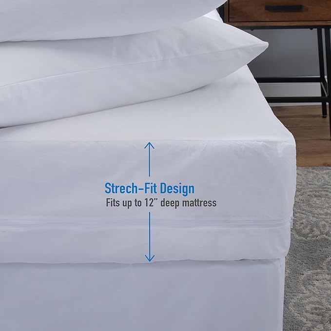 Home Details 2 Pack Full Size Premium Zippered Mattress Protector | Cooling | Cozy | Comfortable | PVC | Bed Bug Prevention | Waterproof | Hypoallergenic | Easy to Clean | Zipper | Encasement | White