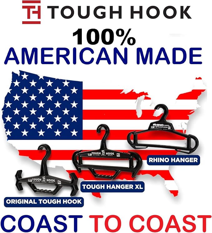 Tough Hook Original Heavy Duty Hangers – The Superhero of Hangers USA-Made, Anti-Slip ABS Resin Tactical Hanger for Police Gear, Scuba Gear & Dive BCD – DuraResin 200-lb Cap Wetsuit Hanger, 1 Blue - Image 2