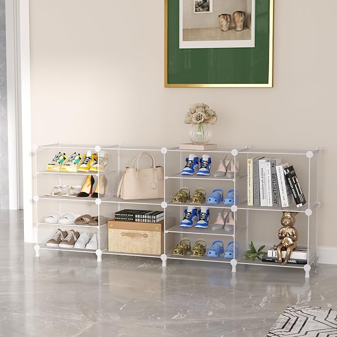 AWTATOS Closet Organizer 8 Cube Storage Shelves Clothes Organizers Closet Storage Stackable Cubby Shelving for Closet Bedroom Living Room Office, Transparent Twill - Image 4