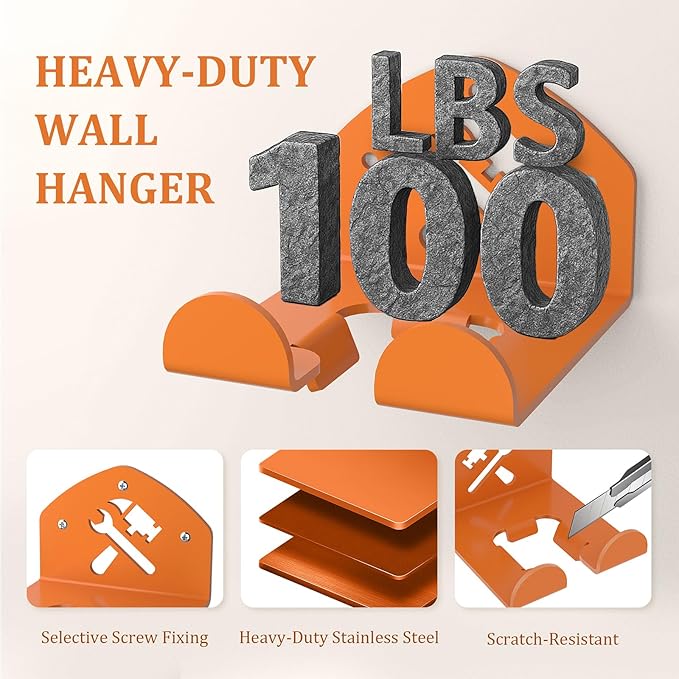 FLEXI RODS Garage Organization Storage Trimmer Rack Garden Power Tool Hanger for Grass Trimmer, Hedge Trimmer, Heavy Duty Weed Wacker Hook Tool Organizer, 2 Pack - Image 3